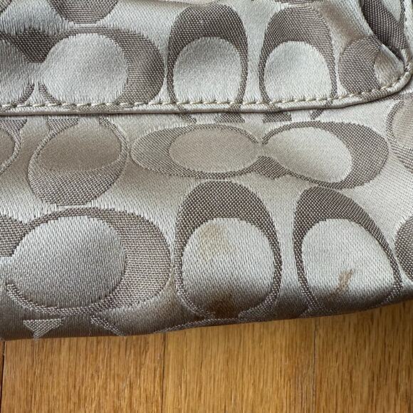 Coach Penelope Convertible Signature Sateen Brown Khaki Hobo Bag Purse F19232 - Picture 4 of 14